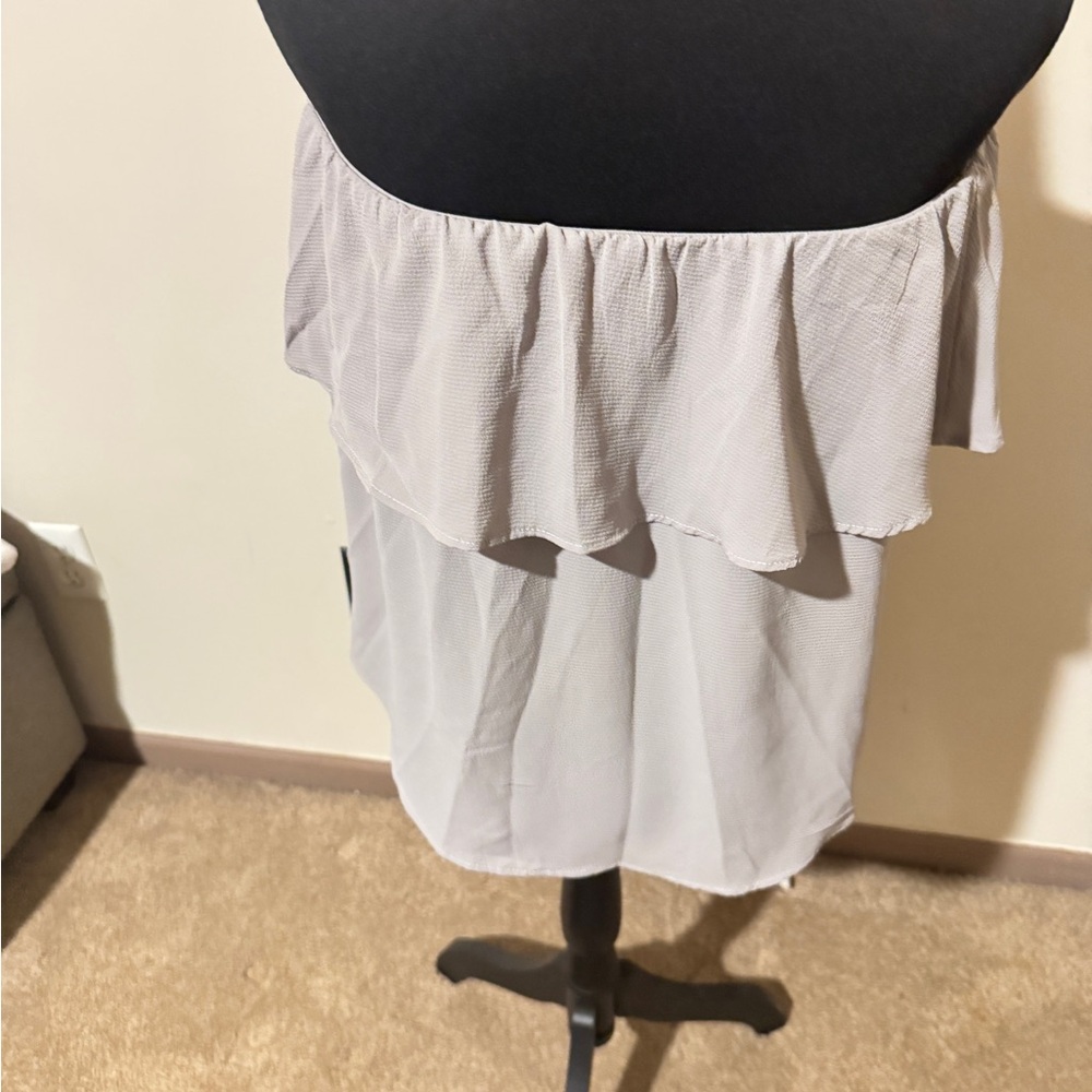 Inorin Gray Strapless Ruffle Tie Front Size Large Top - Picture 6 of 10